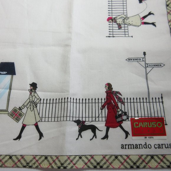 ARMANDO CARUSO signed perfume handkerchiefs(2) with city view 17"x17" Italy - Picture 3 of 9